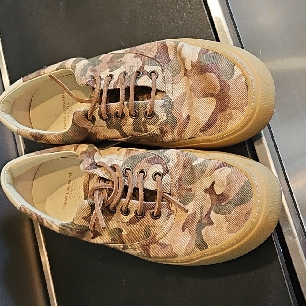 Saint Laurent Tan Brown Camouflage Canvas Men's Sneakers Size 43 [9.5-10] - Picture 2 of 14